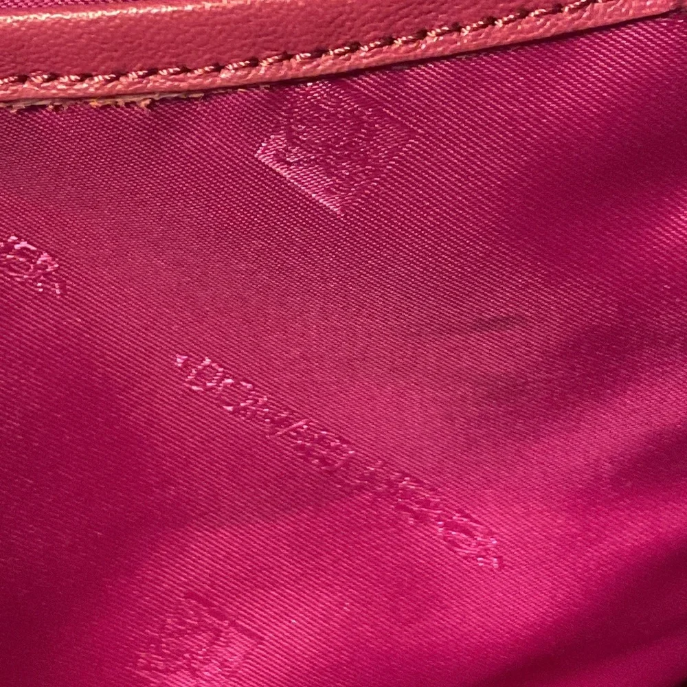 Donald Pliner Purse Bag Brown Suede w/studded leather trim Pink interior - Picture 14 of 14